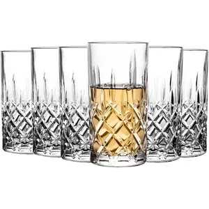 Highball Glasses Collins Tall Beverage Set of 6, 14 Ounce Cups Glassware for Drinks, Water, Beer, Soda