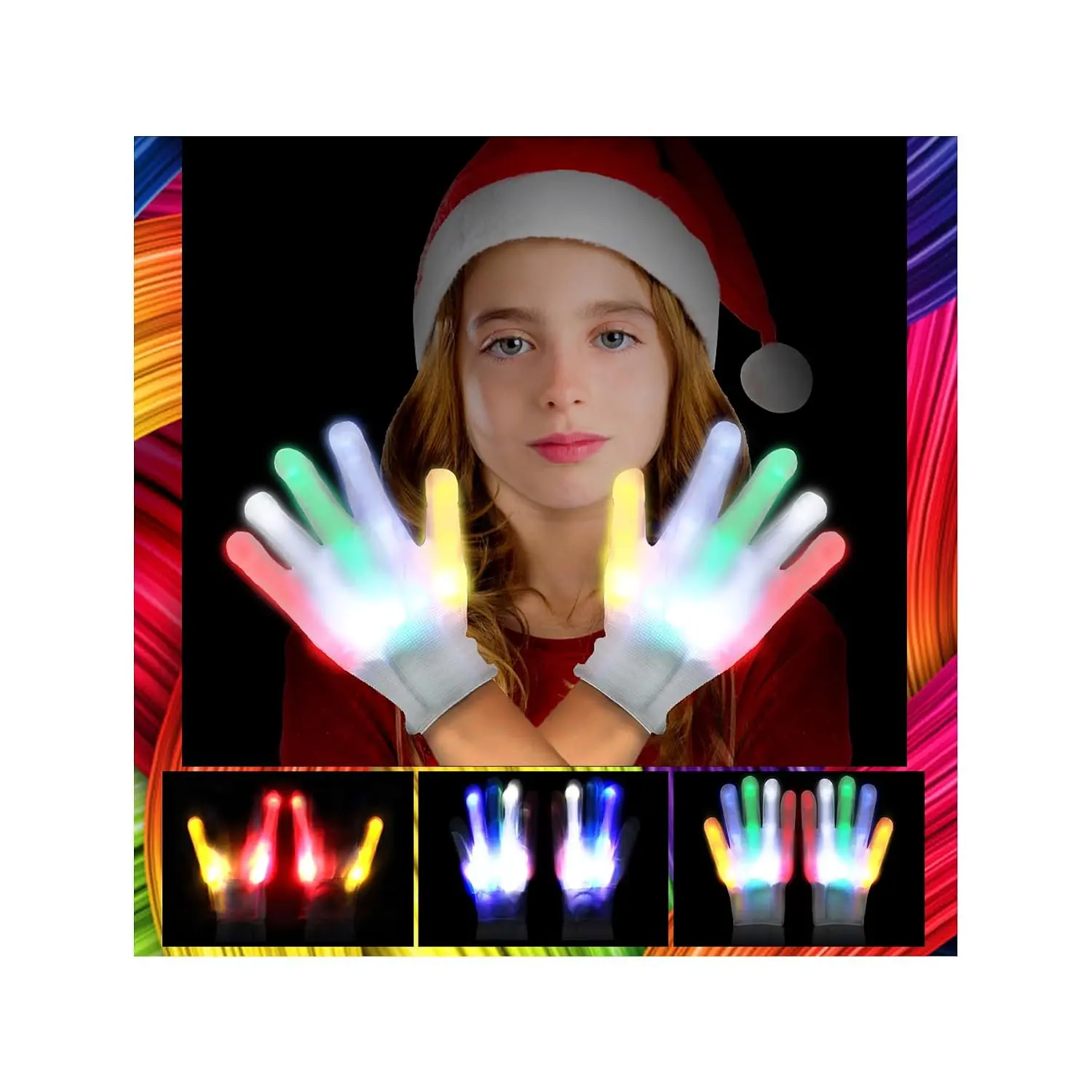 Rave Gloves LED Gloves Toys Cool Stuff Glow Party Toys L Size for Ages 14+