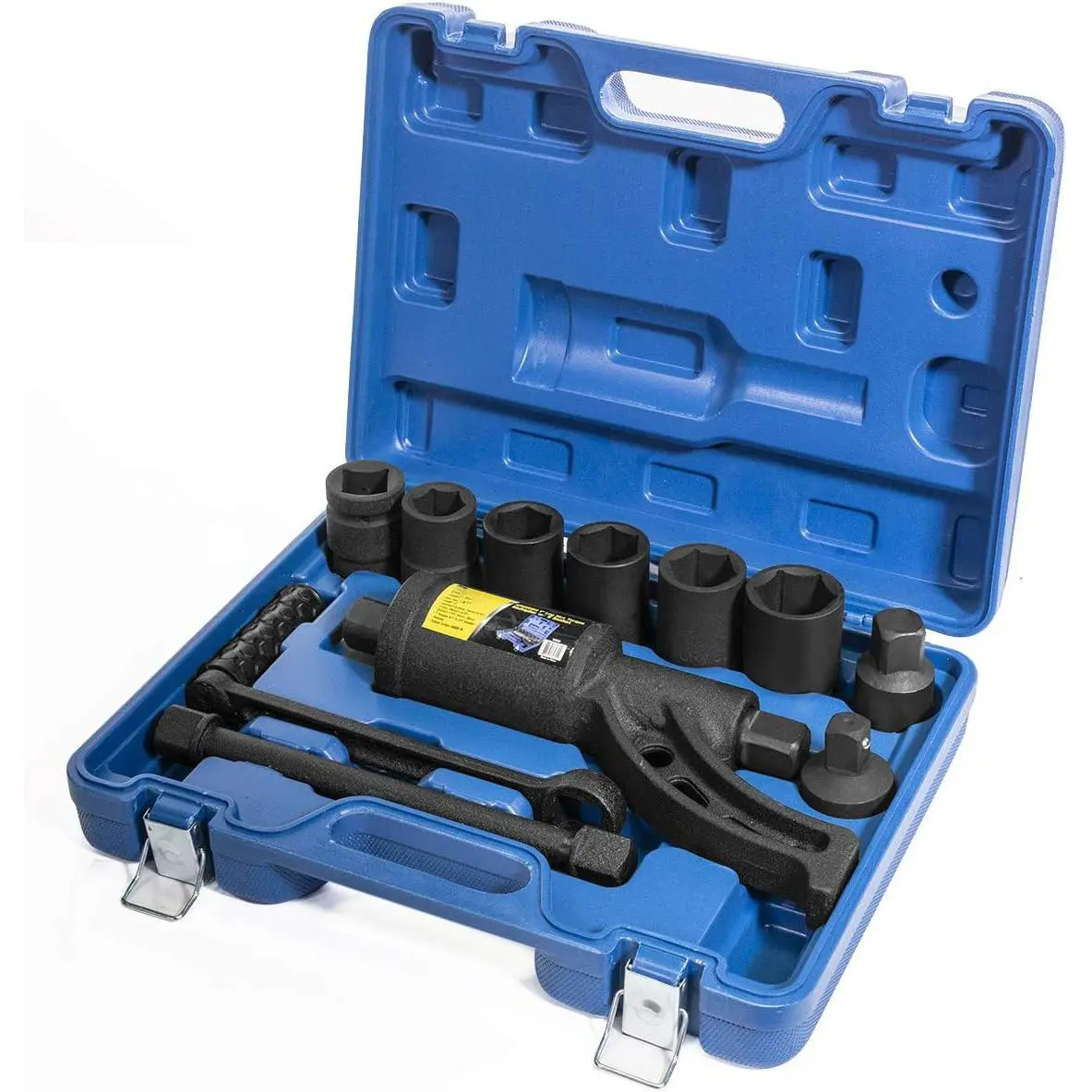 Industrial 8-Piece Heavy-Duty Durable Torque Multiplier Wrench Set - Hardware Hand Tools, CR-V Lug Nut Remover, 24mm-38mm Sockets, Textured Grip, 1:58 Gear Ratio, Storage Case for Semi Trucks, Removing Lug Nut