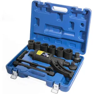 8-Pieces Heavy Duty Torque Multiplier Wrench Labor Saving Lug Nut Wrench Torque Multiplier Cr-v Socket (24mm to 38mm) for Semi Truck & RVs w/Case