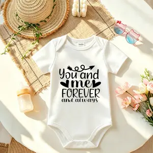 Baby Onesie - "You and Me Forever Always" Print, Soft Cotton Short Sleeve Bodysuit, Snap Closure, Holiday Essential for 0-3 Months/0-3m/12-18m Newborns, Summer Baby Shower Gift