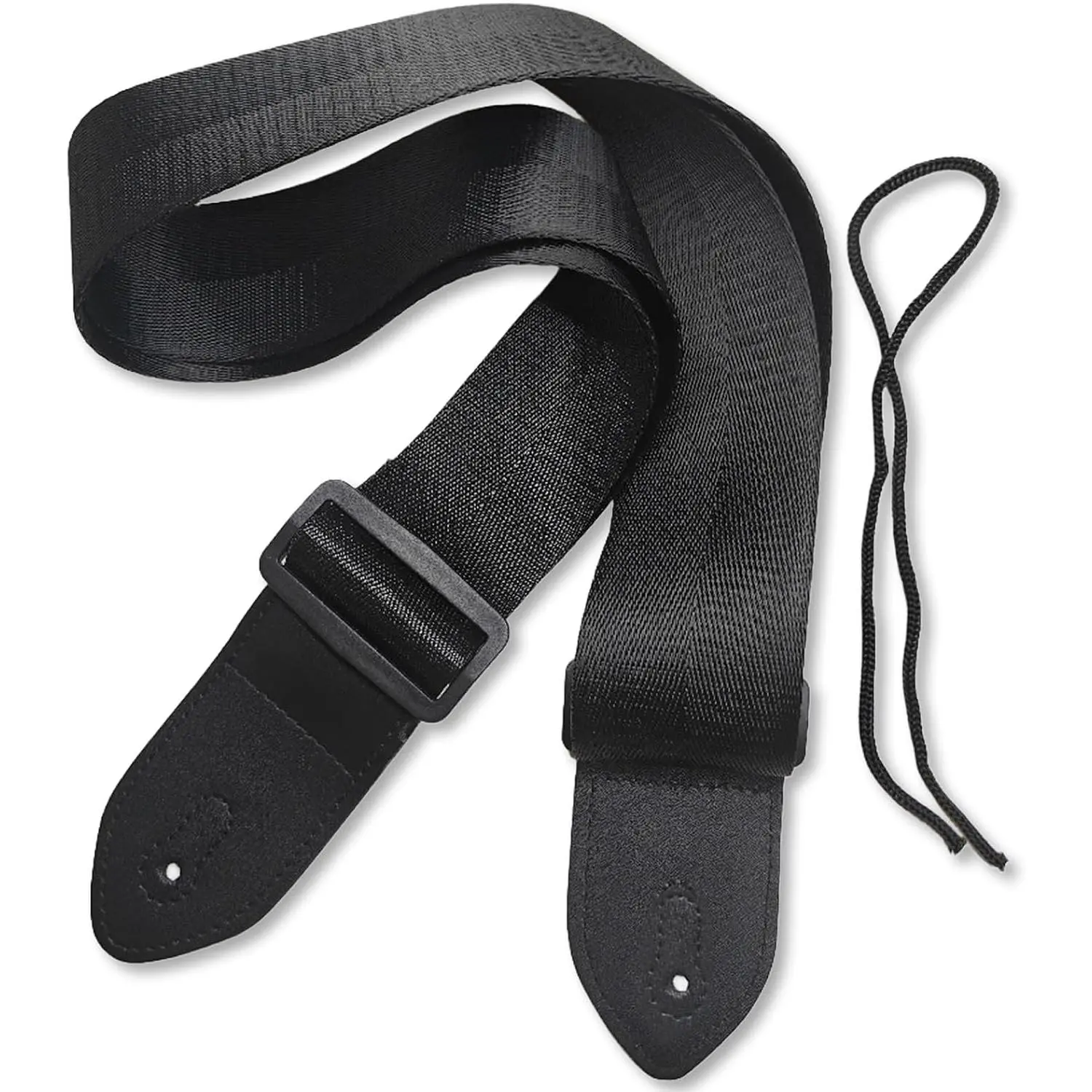 Black Guitar Strap, Minimalist Adjustable Guitar Straps  Fit for Acoustic/Electric/Bass Guitars, Comfortable Durable Headstock Tie for Secure Hold