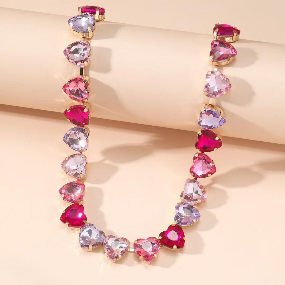 Colorful Dopamine Jewelry, Candy-Colored Large Gemstone Necklace, Bold Rainbow Crystal Necklace, Fashionable Aesthetic Jewelry for Summer Parties