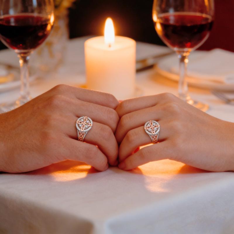 Date Essential S925 Silver Celtic Knot Ring - Rose Gold Zircon Women’s Dainty Ring