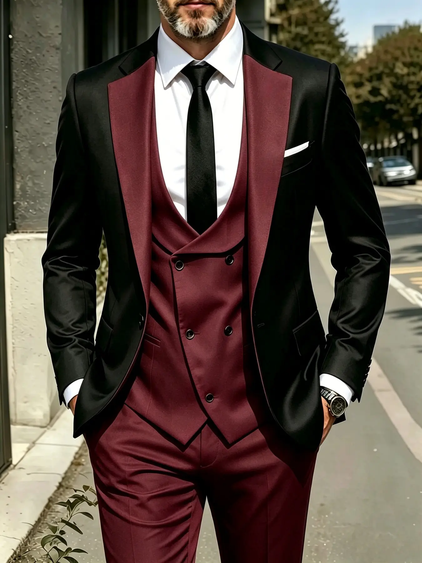 Mens Suit Set Mix and Match Blazer Vest Trousers Elegant Office Party Wedding Groomsmen Edition