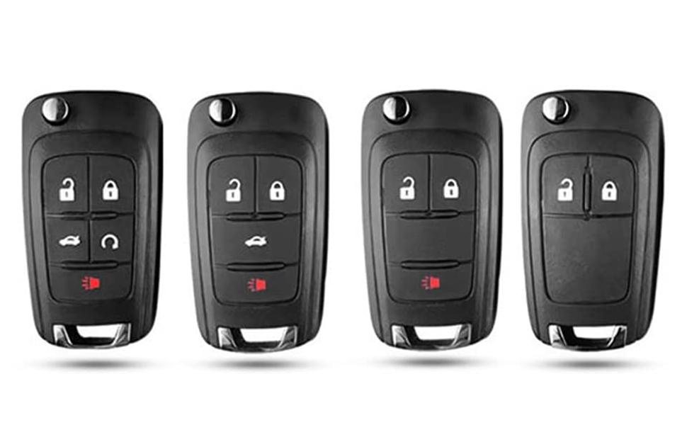 for Chevy Buick Key Fob Cover, TPU Key Fob Case Cover for Buick Encore Chevy Chevrolet Camaro Equinox Impala Sonic Trax GMC Terrain Flip 4 Buttons, Purple