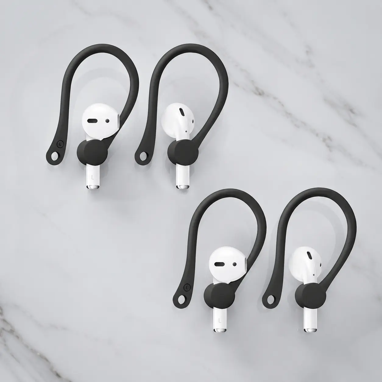 Anti-Slip Ear Hooks for AirPods 1/2, 2-Pack Secure Fit Ear Wings, Silicone Ear Tips Accessories for Wireless Earbuds, Mini Ear Grips for Sports & Running