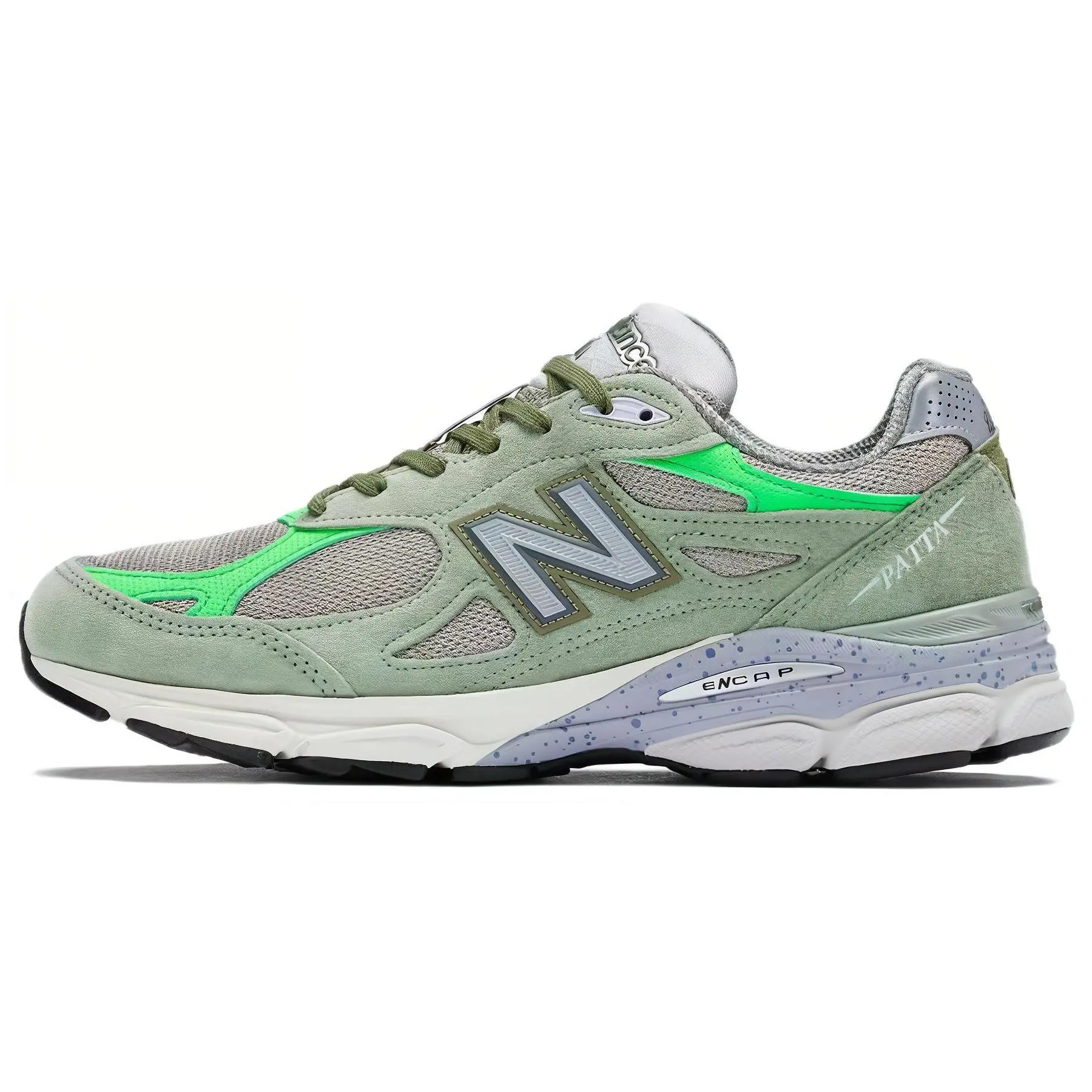 Patta x New Balance NB 990 V3 Retro Casual Sneakers for Men and Women – Breathable Fabric, Low-Top, Olive Green Verifiable, with credentials and supporting global authentication