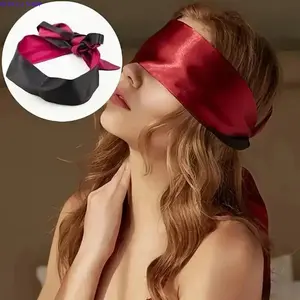 Women's 2-Pack Solid Satin Long Eye Mask - Smooth Soft Silk Tie Blindfold, Lightweight Cover for Camping, Hiking Sleeping & Travel