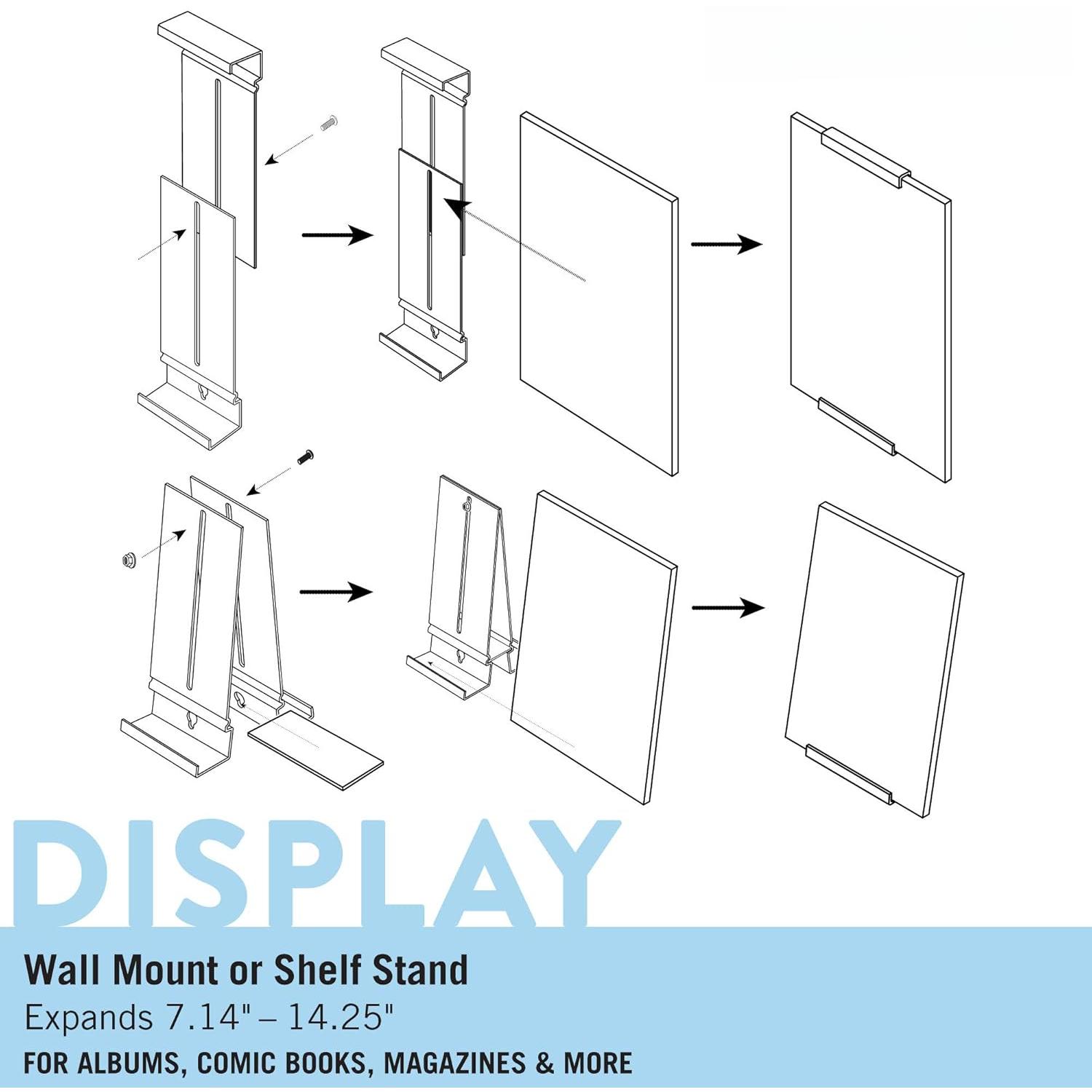 Comic Mount 5 Pack, Comic Book Shelf Stand or Wall Mount Display, Invisible and Adjustable