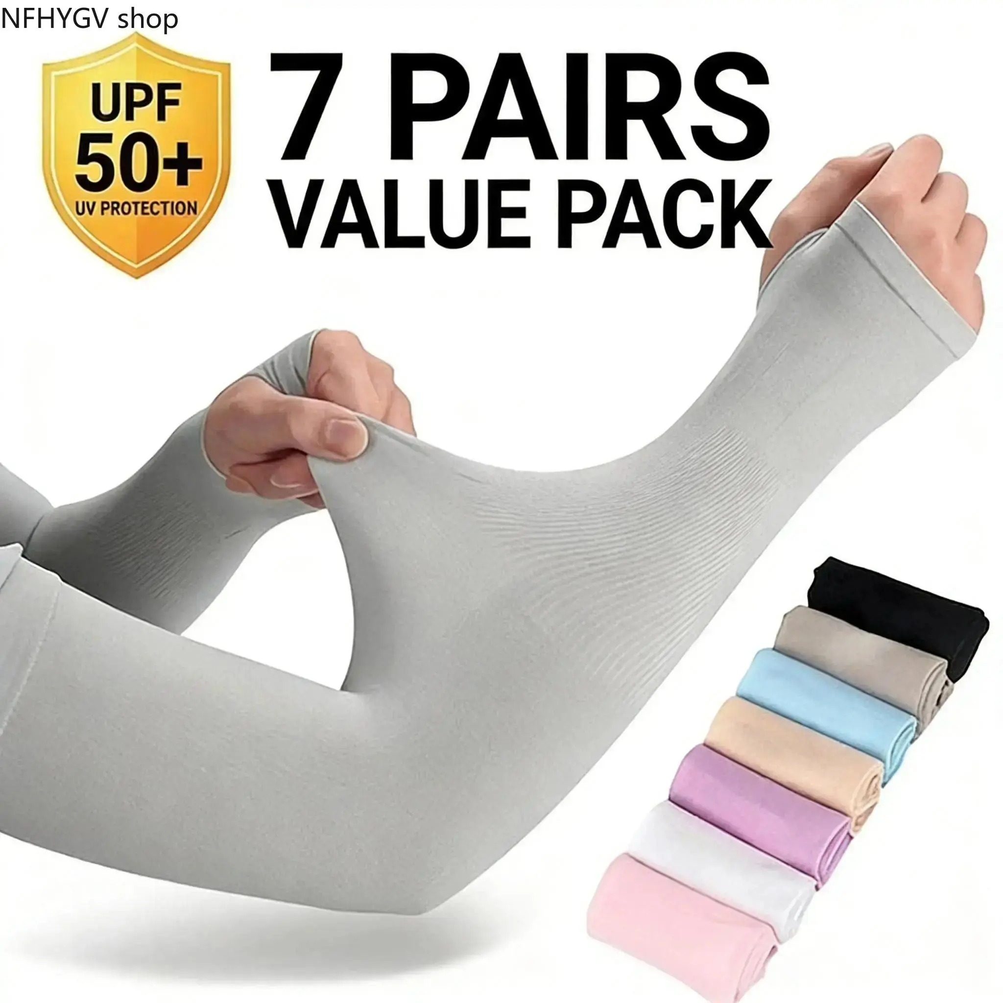 7 Pairs Breathable PVC Arm Sleeves With Thumb Holes, Unisex Cooling UV Protective Arm Covers, Sun Protection Accessories For Outdoor Enthusiasts, Fishing, Hiking And Daily Outdoor Activities