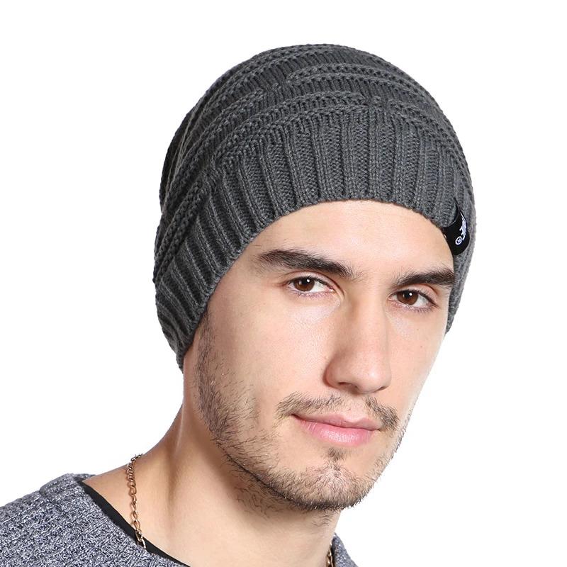 New Letter Label Winter Hat Long Size Knitted Cap High Quality Casual Beanies For Men & Women Solid Bonnet Cap