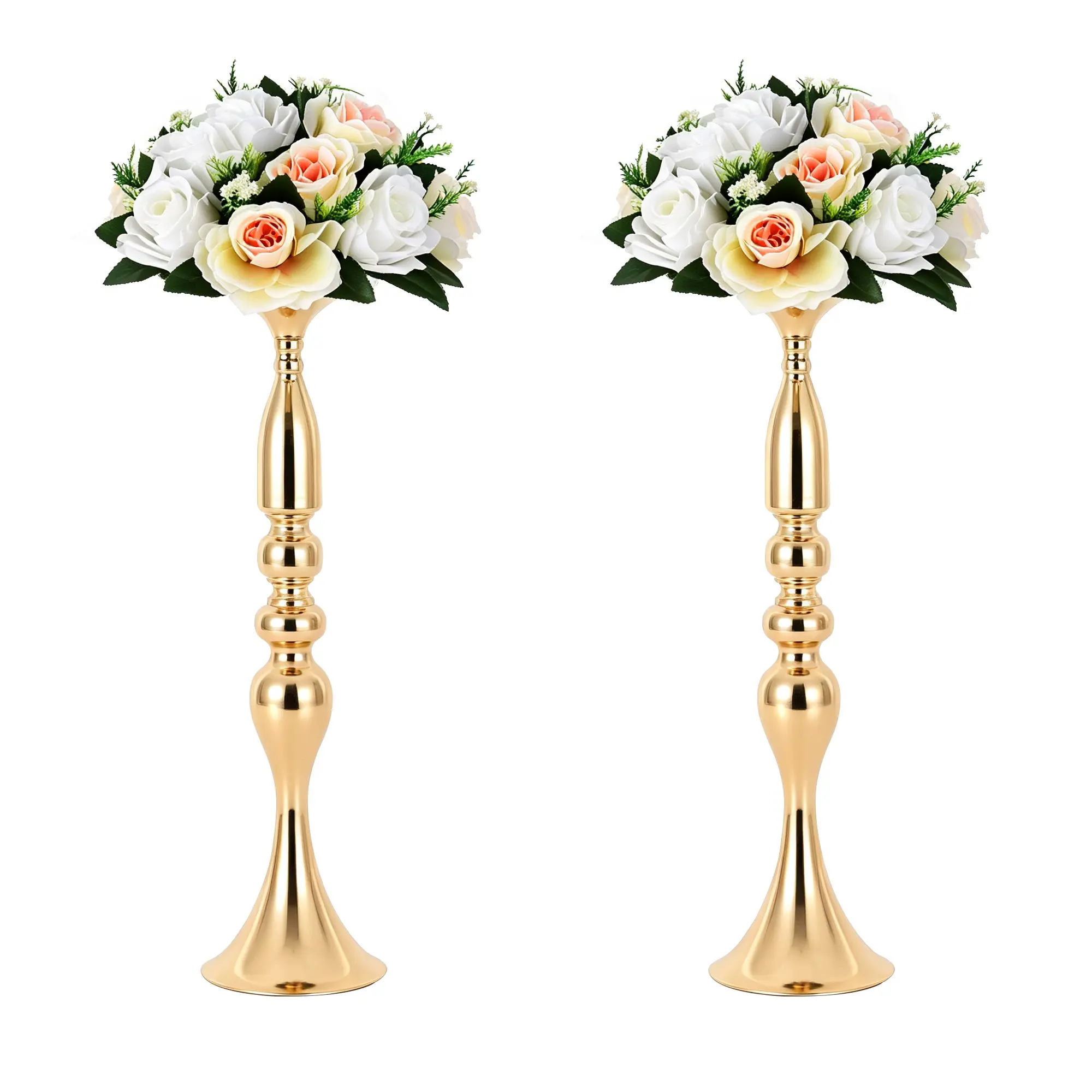 2 Piece Metal Wedding Centerpiece Table Decor Flower Stand 20 Inches Tall, Mermaid Vase for Artificial Flowers, Party Home Decoration, Decorative Table Centerpieces
