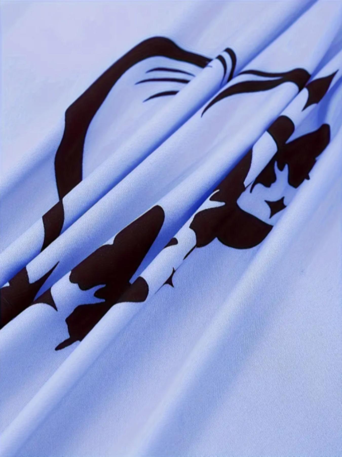 Women's Heart & Butterfly Print Pyjama Set, Comfy Fitted T-shirt & Elastic Waist Trousers Set, Women's Sleepwear for All Seasons