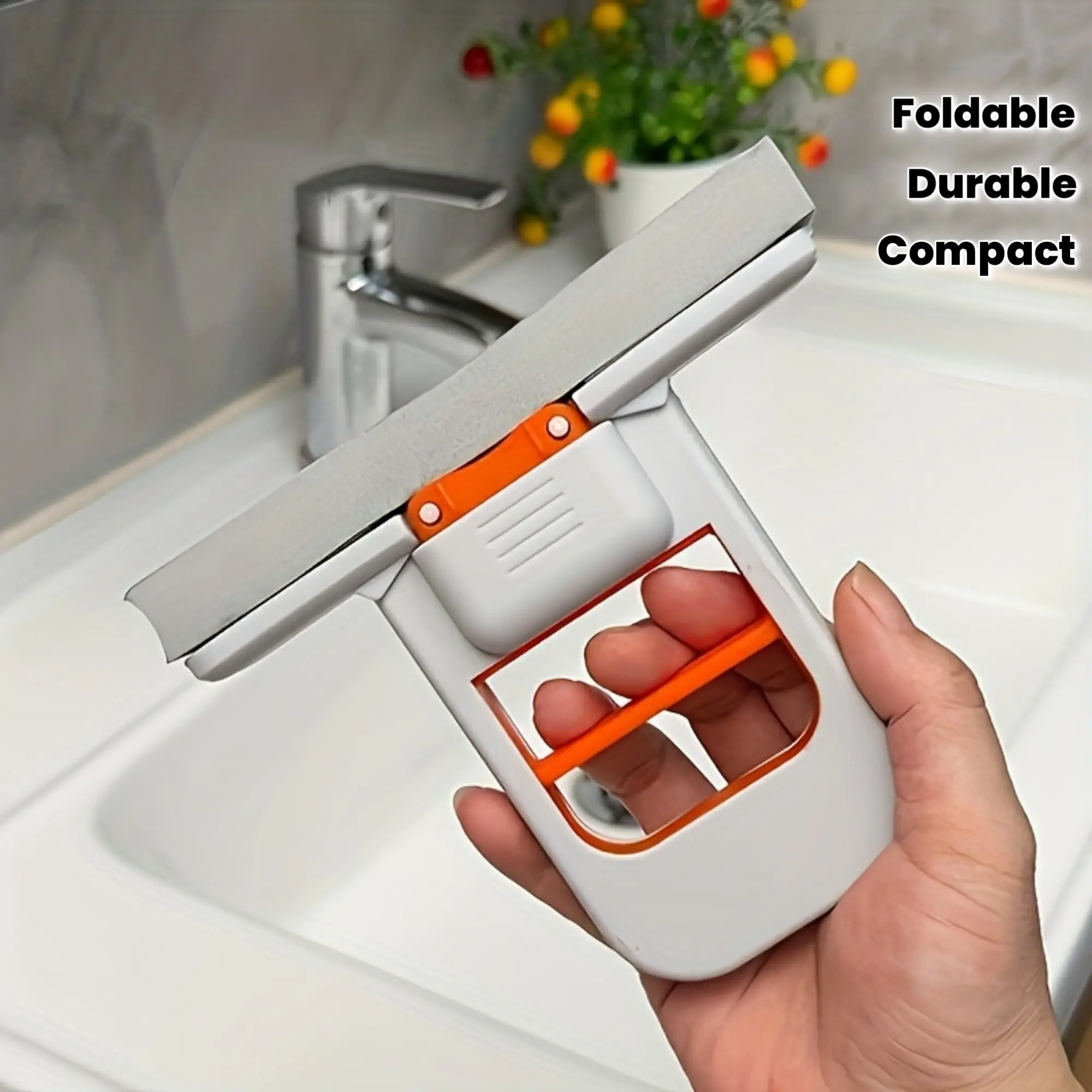 Foldable Mini Squeegee, Portable Handheld Window Glass Wiper, Compact Durable Squeegee for Bathroom, Shower, Mirror, Kitchen, Car & Home Cleaning