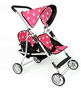 Convertible Combo Baby Doll Stroller for 3 Year Old Girls & Up |   Play Toy Baby Stroller for Dolls, Folding Adjustable Bassinet Carriage Buggy with Storage Basket Converts to Sit Up Pushcart Pram, Red