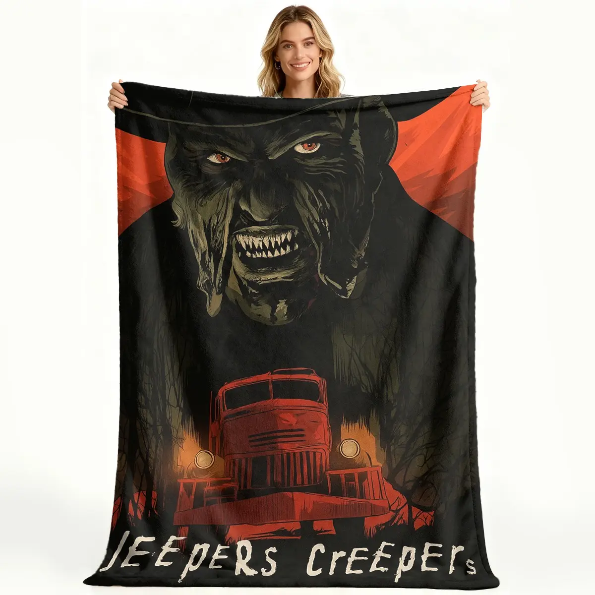 Vintage Jeepers Creepers Movie Poster Blanket Cozy Horror-Themed Flannel Throw Blanket - Soft Warm & Versatile for Couch Office Camping & Travel - Perfect All-Season Gift