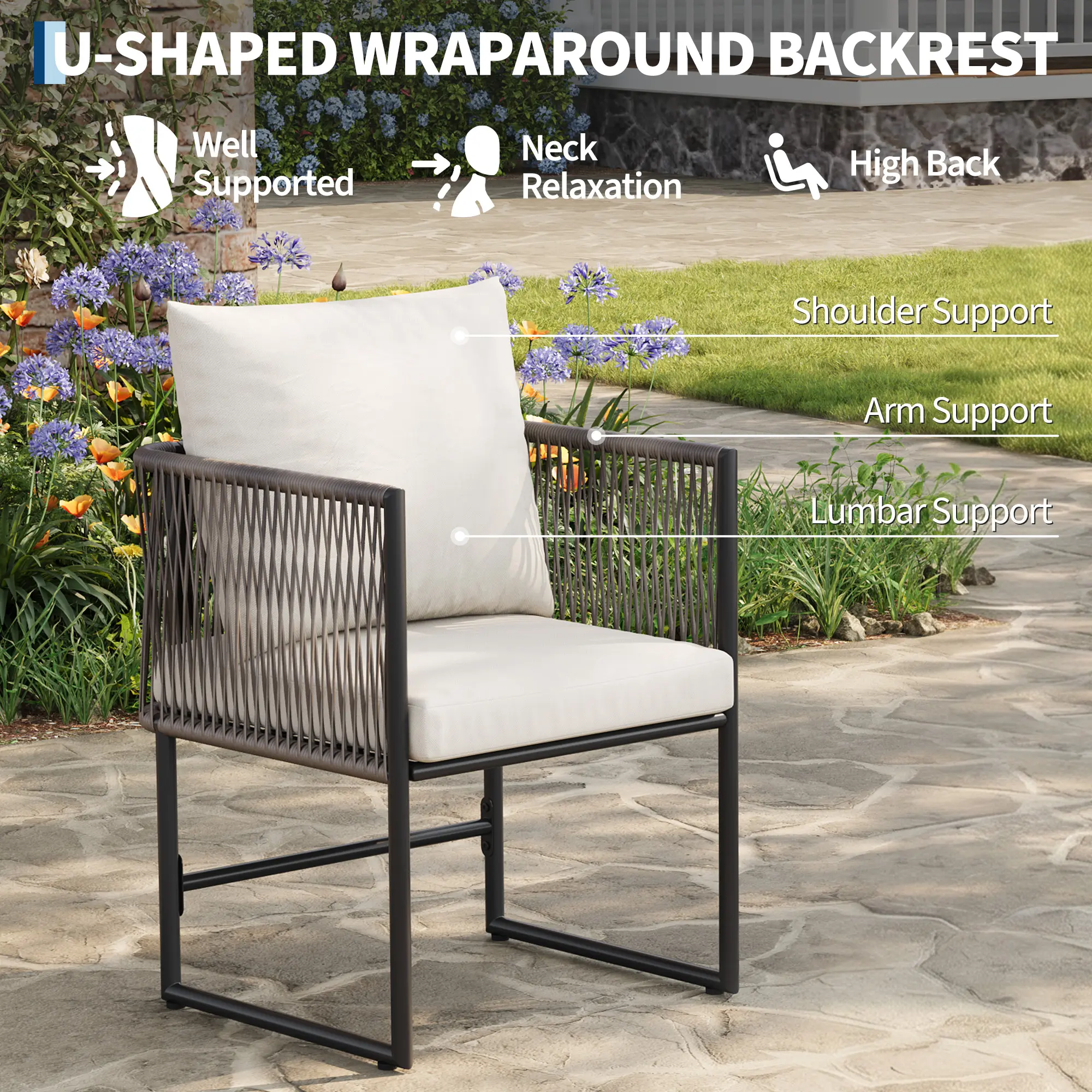 2/4PC Durable PE Rattan Patio Dining Chairs– Cushioned Outdoor Garden Furniture – Weather-Resistant