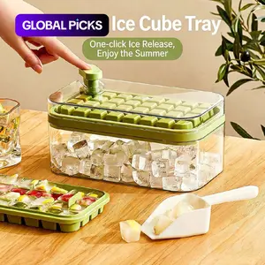 Large Capacity Round Ice Cube Tray Mold, Ice Cubes Maker, Food Grade Silicone Easy Release, Home Refrigerator Use, Includes Scoop, Durable & Reusable, Ice Molds
