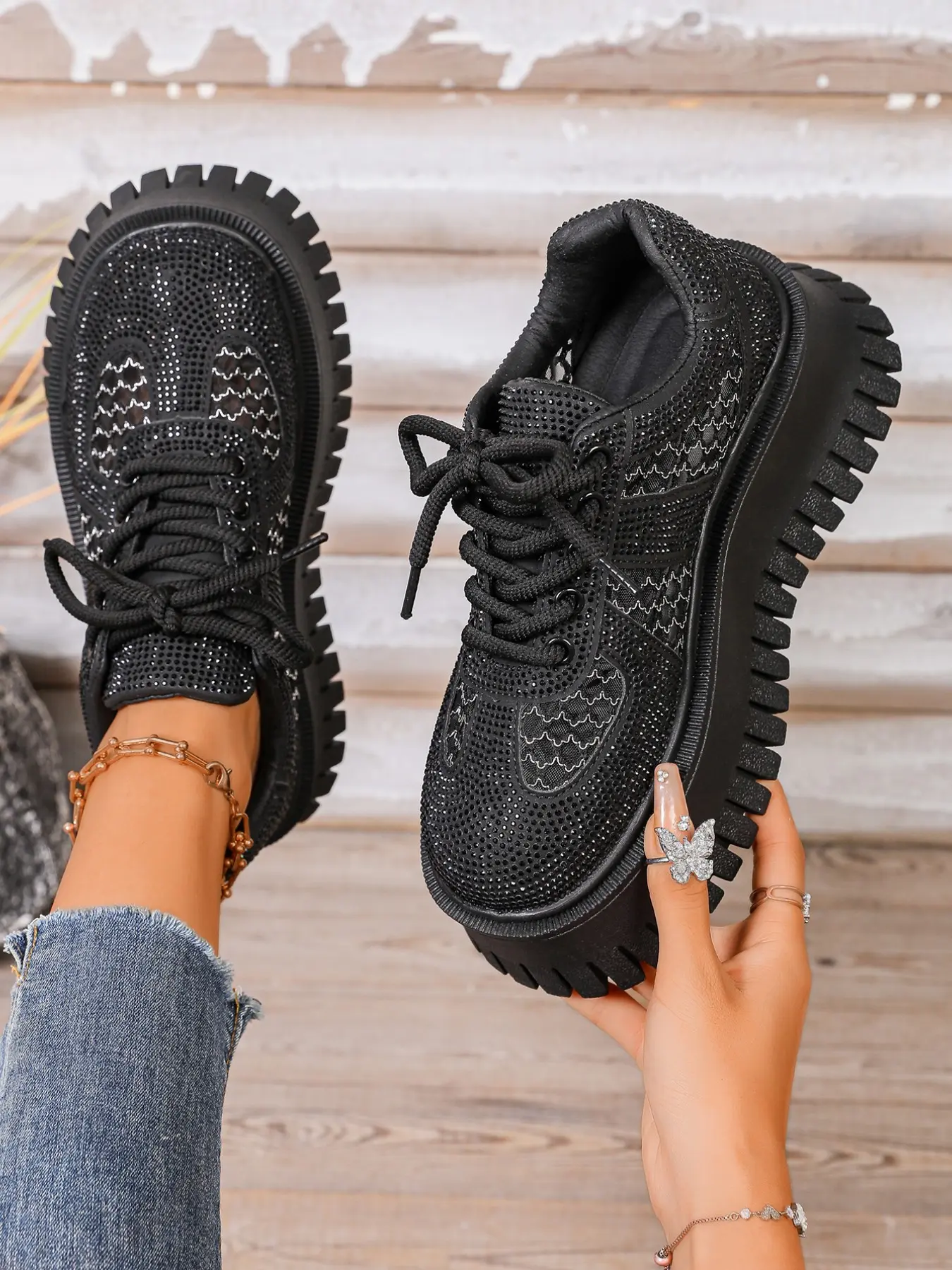 Kokafu Trendy Thick Sole Low Top Sneakers, Breathable Mesh Summer Women's Shoes, High-Quality Fashion Footwear for Daily Wear