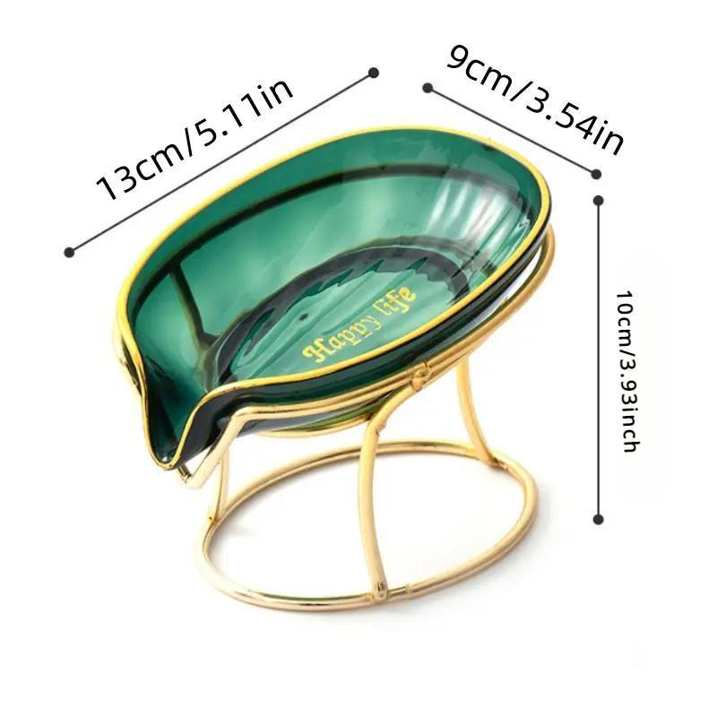 HavenThread Countertop Soap Dish with Stand Leaf Shaped Soap Bar Holder Luxury Drain Storage Rack for Home Kitchen Bathroom Box