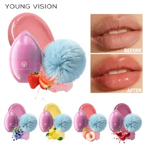Portable Egg-Shaped Lip Mask With Plush Pendant & 5 Fruity Scent Lip Balms, Soft Semi-Sheer Brightening Texture, Hydrate & Fade Lip Lines, Buildable With Lipstick Lip Gloss For Lip Care