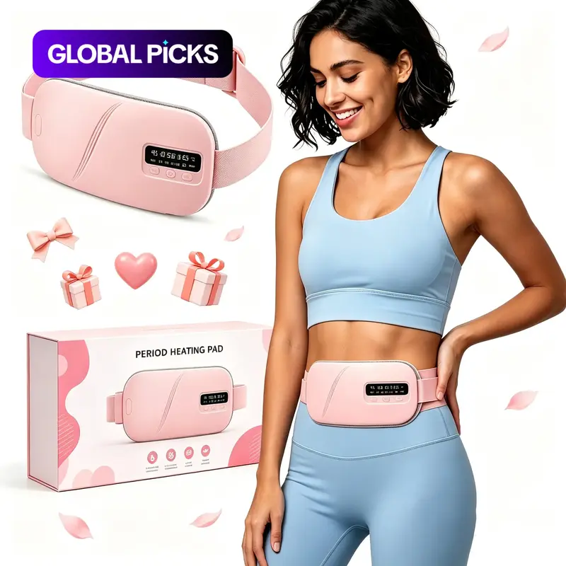 Portable Multifunctional Menstrual & Waist Massager, 5-Level Heat & 4-Level Vibration Belt, Abdominal Warmer for Period Relief, Heat Pad for Cramps, Women's Personal Care for Home & Travel #GLOBAL PICKS