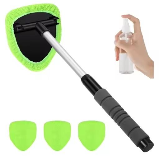 Microfiber Window Glass Cleaning Brush Car Windshield Cleaning Brush Set With Pad Extendable Handle Scraper Mist Eliminator Valentine's Day gift Tiktok Shop