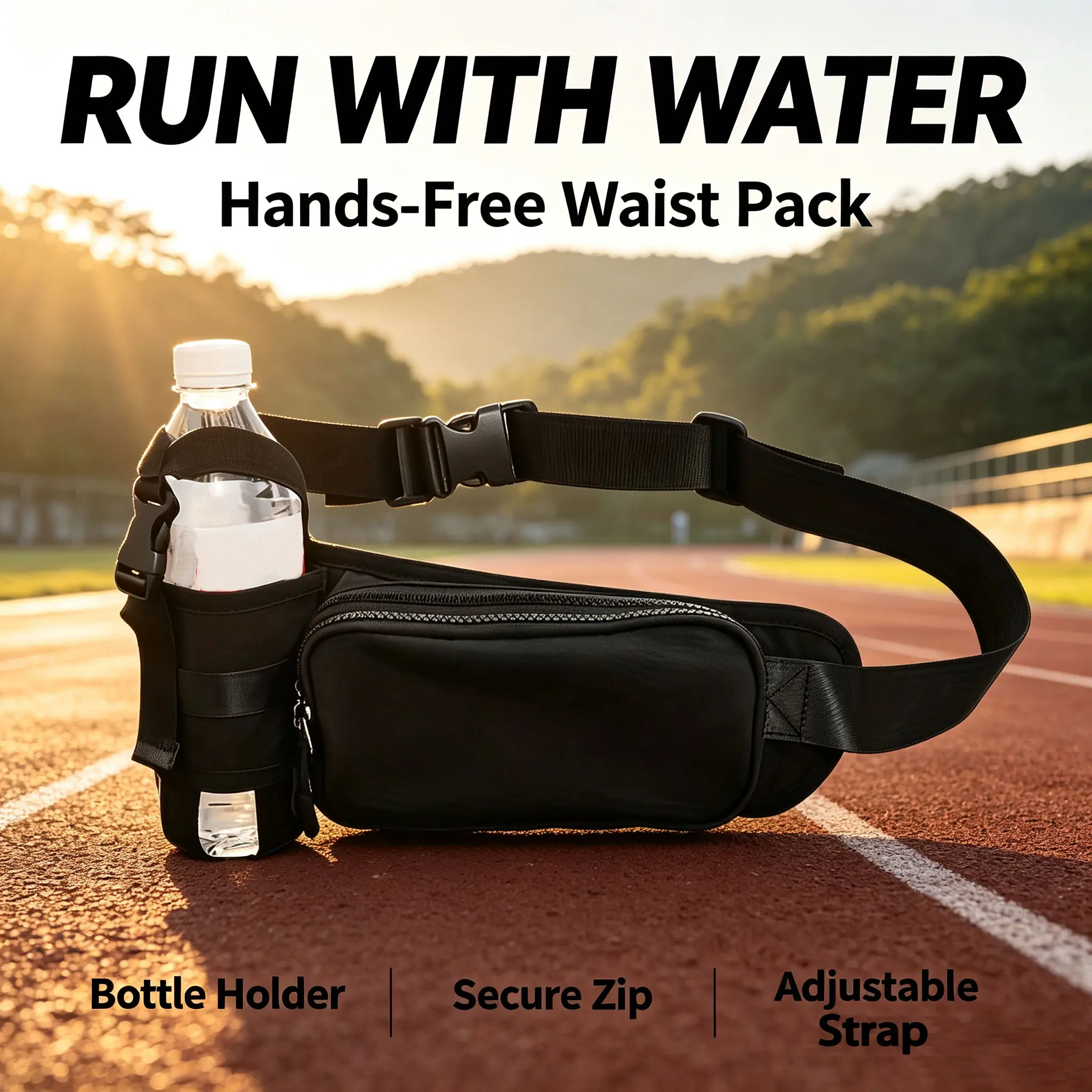 Unisex Waterproof Waist Pack, Large Capacity Crossbody Belt Bag with Secure Zip for Outdoor Runs, Hiking, and Fitness, Crossbody Phone Strap, Secure Zipper