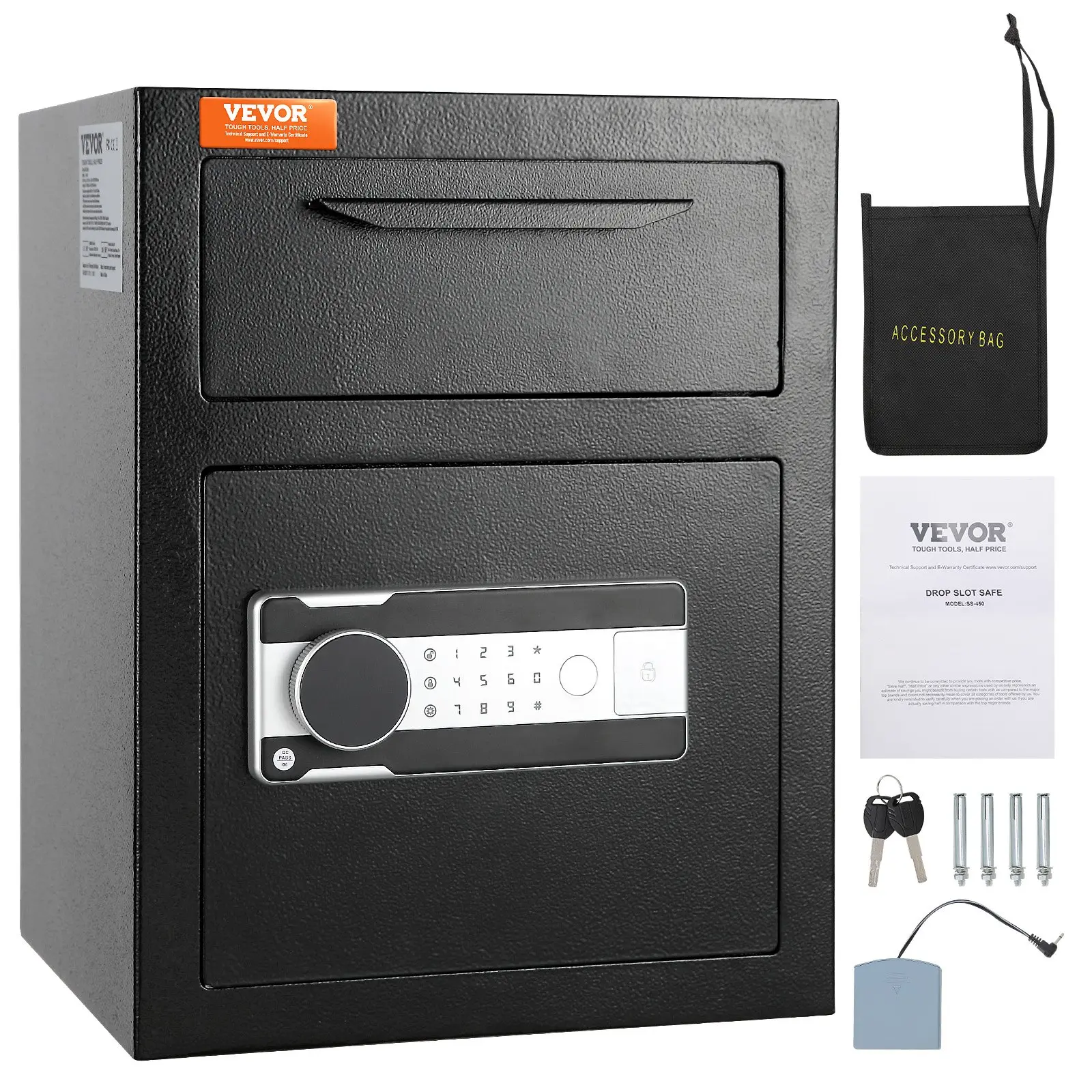 【DealsForYouDays】VEVOR 1.7 Cub Depository Safe, Deposit Safe with Drop Slot, Electronic Code Lock and 2 Emergency Keys, 17.71''x 13.77''x 13.77'' Business Drop Slot Safe for Cash, Mail in Home, Hotel, Office