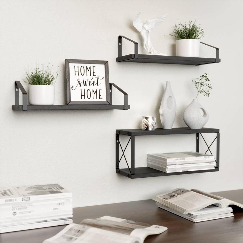 Floating Bathroom Shelves White Multi-Level Storage for Toilet Paper & Wall Decor Flexible Brackets 4 Pcs 15.6x5.7x0.6 Inches Unique Double-Layer X-Structure Metal Frame