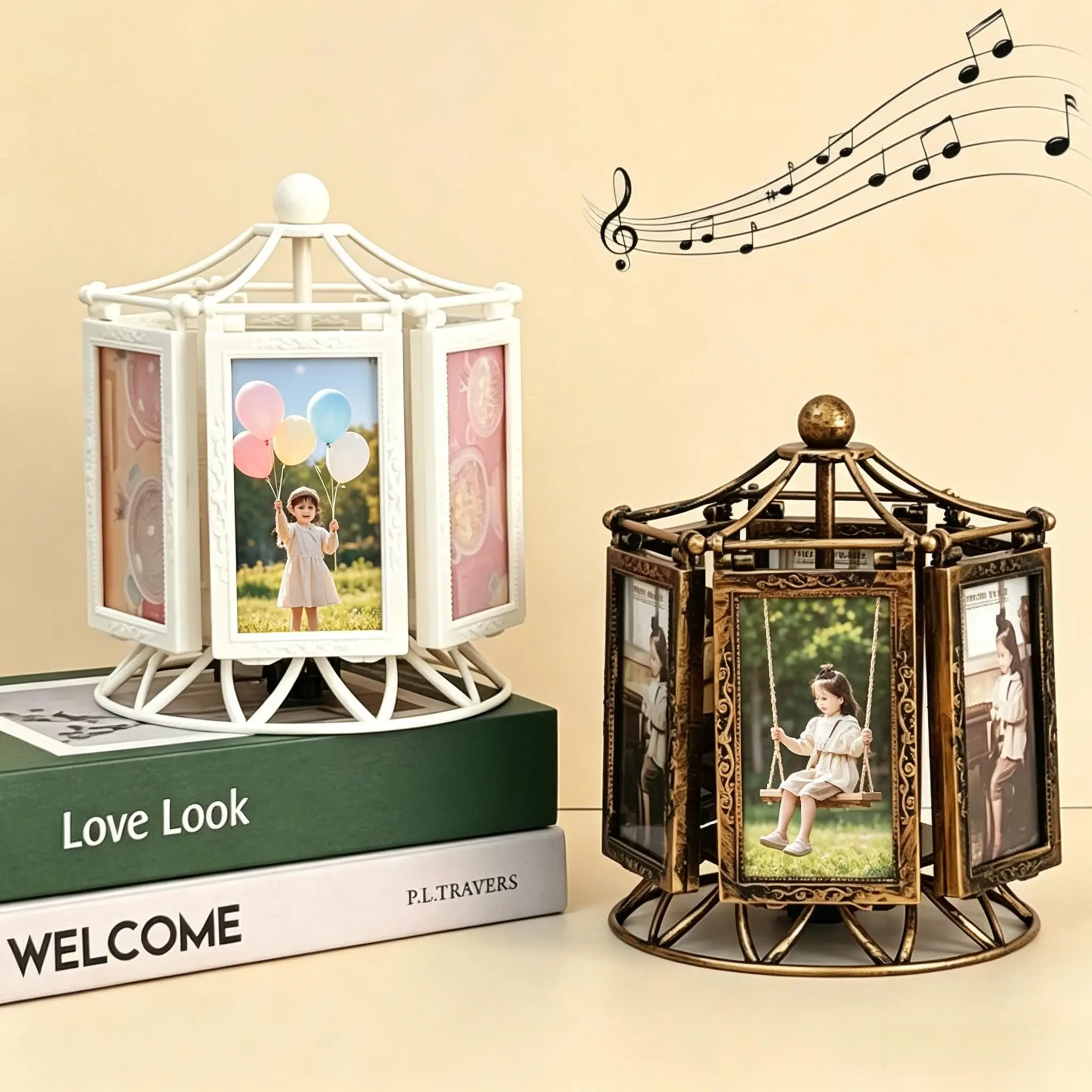 Music Ferris Wheel Rotating Windmill Frame, Vintage Style, Fashion Album, Manual Music Box, Carousel Music Box, Home Decor, Birthday Gift, Day Gift, Festival Gift, Musical Moving Box, Decoration Items
