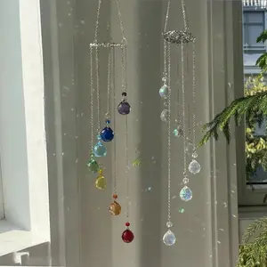 New AB Color Sun Catcher Crystal Seven Colors Rainbow Maker Hanging Crystal Stained Glass Outdoor Decor
