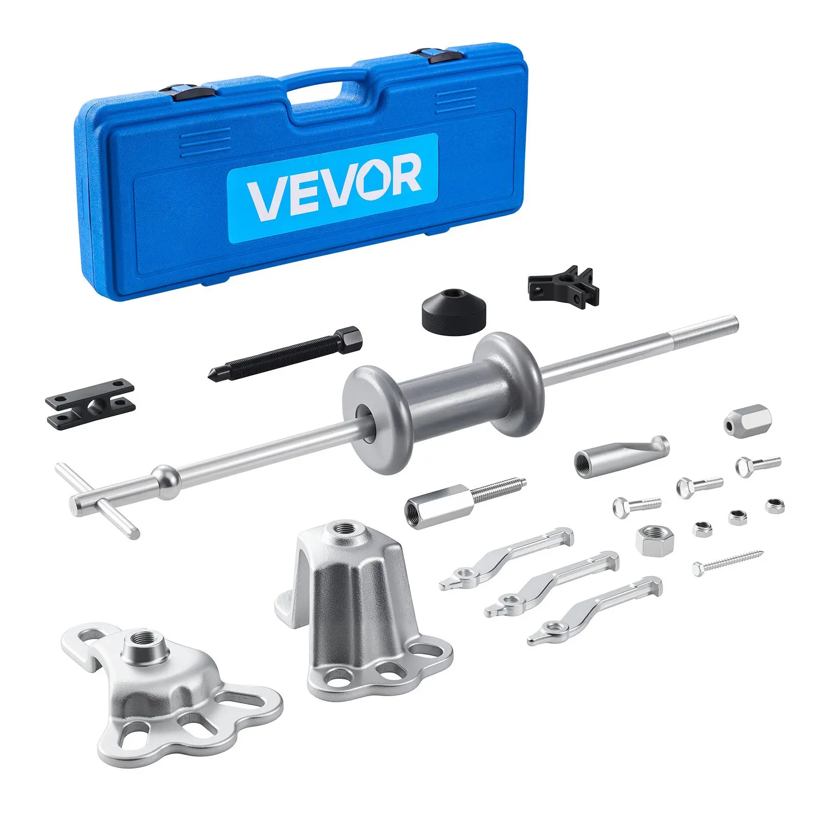 VEVOR 9-Way Slide Hammer Puller Set, 15PCS Front Wheel Hub Bearing Remover & Rear Wheel Axle Hub Dent Shaft Puller Tool Kit, Axle Bearing Puller Tool Kit and Slide Hammer Remover Set with Carry Box