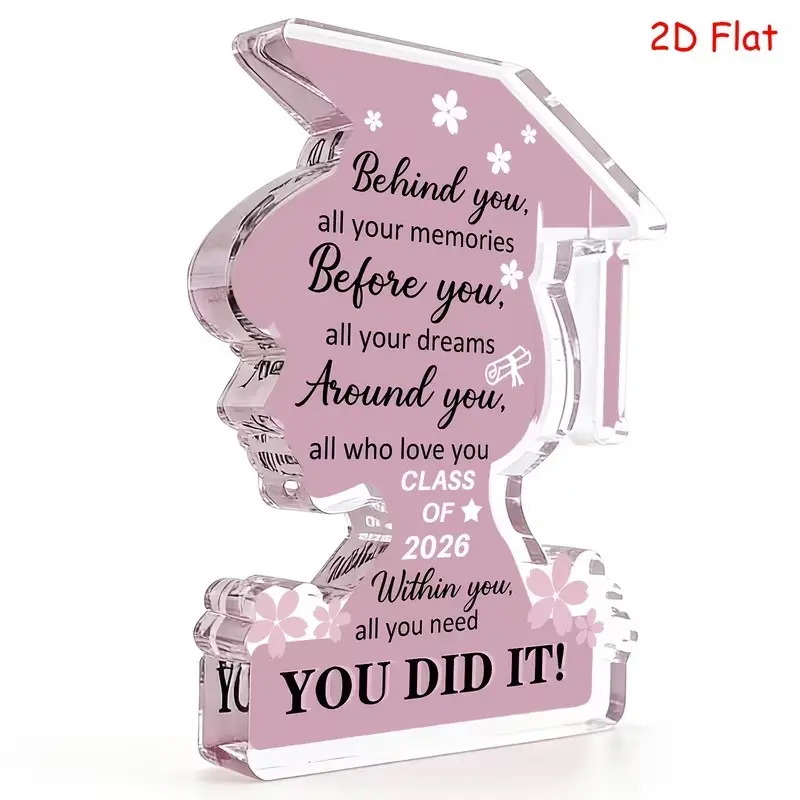 Graduation Gifts for Daughter, Class of 2026 Graduation Decorations, Graduation Keepsake Plaque, Pink Graduation Decor, Inspirational Graduation Gift, You Did It Desk Decor