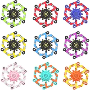 Transformable Fidget Spinners,Funny Stress Relief Sensory Fidget Toys,Deformable Chain DIY Robot Fingertip Gyros Toy Party Favors Prizes for Kids Classroom(9PCS)fidget toys