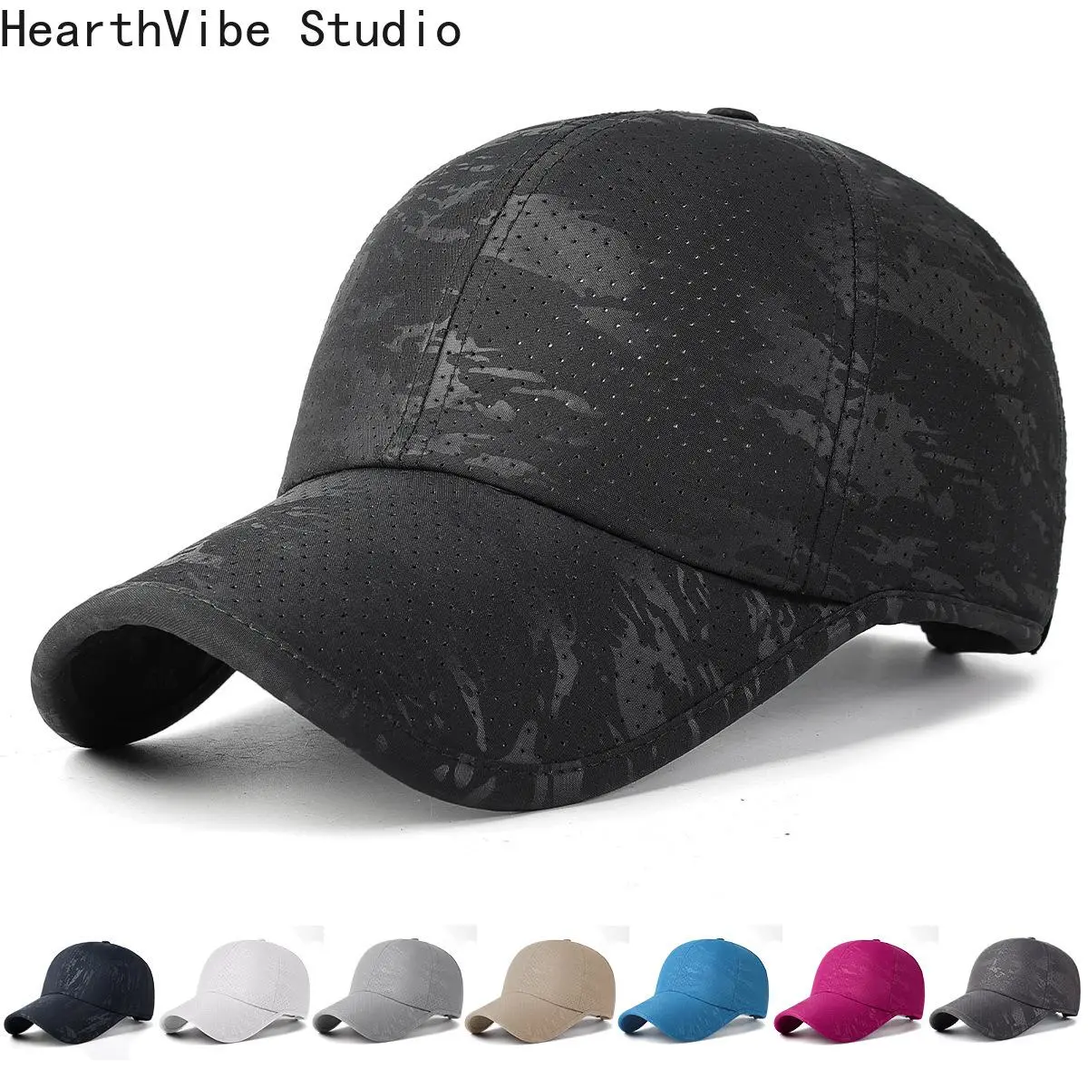 Men's Perforated Baseball Cap with Piped Trim Edge - Lightweight, Quick-Dry Fabric Hat for Outdoor Sports & Active Lifestyles, Male, Perforated Vents