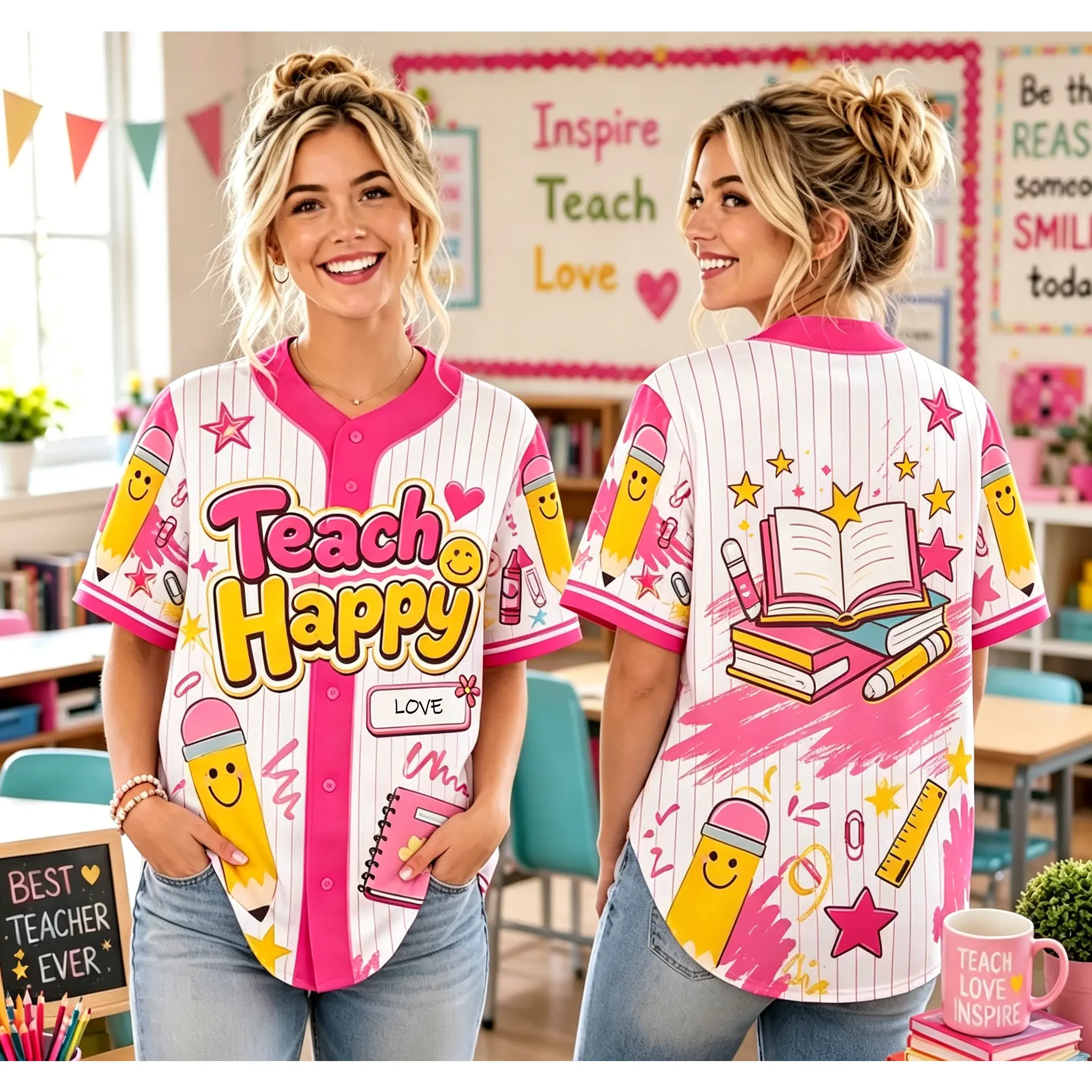 Teacher Jersey, Pencil Power Teacher Shirt, Back To School Outfit, Cute Teacher Appreciation Gift, Teacher gifts #   TikTokMadeMeBuyIt #   TikTokShop # Teacher Baseball Jersey # Back to School