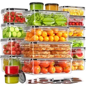 36-Piece Food Storage Containers with Lids(18 Container & 18 Lid), Plastic Food Containers for Pantry & Kitchen Storage and Organization, BPA-Free, Leak Proof, Reusable with Labels & Pen