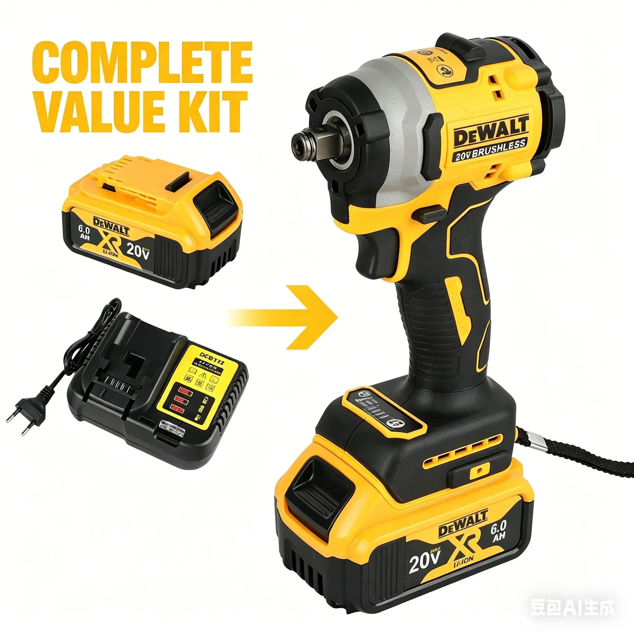 DEWALT DCF850 20V Lithium-Ion Brushless High-Torque Cordless Impact Wrench - Professional & DIY Tools & Hardware Power Tool, Power Tools, Cordless Power Tools