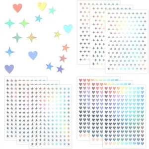 1350 count   Stickers, Heart Stickers Self-Adhesive Mini Holographic Sticker for , 9 Sheets  Heart Sticker for School Planner, Behavior Chart,  Decoration