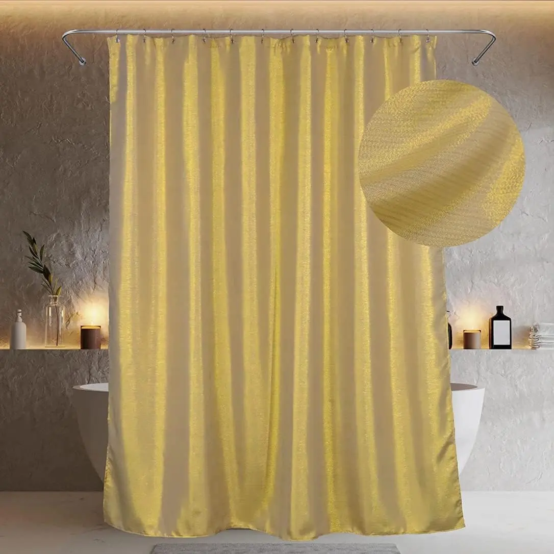 Gold Shower Curtains for Bathroom: Glitter Sparkle Bling Fabric Decorative Shower Curtain - Waterproof Washable Luxury Elegant Fancy Glam Metallic Shimmer Bath Curtain - 72x72