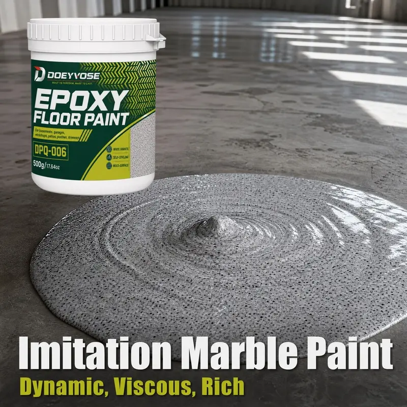 [DOEYVOSE] Gray White Granite Self-Leveling Epoxy Floor Coating, Decorative Stone Pattern Marble Effect, Resists Chemical Spills and Stains, for Lab Floor, Science Lab, Testing Room, Workshop, Indoor Use