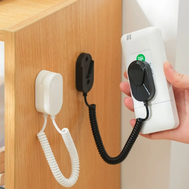 Wall-Mounted Magnetic Remote Control Holder, Anti-Lost Storage Organizer with Magnetic Lanyard, No-Drill Remote Holder for TV Remotes & Small Essentials,Wooden,Red,elegant,LED