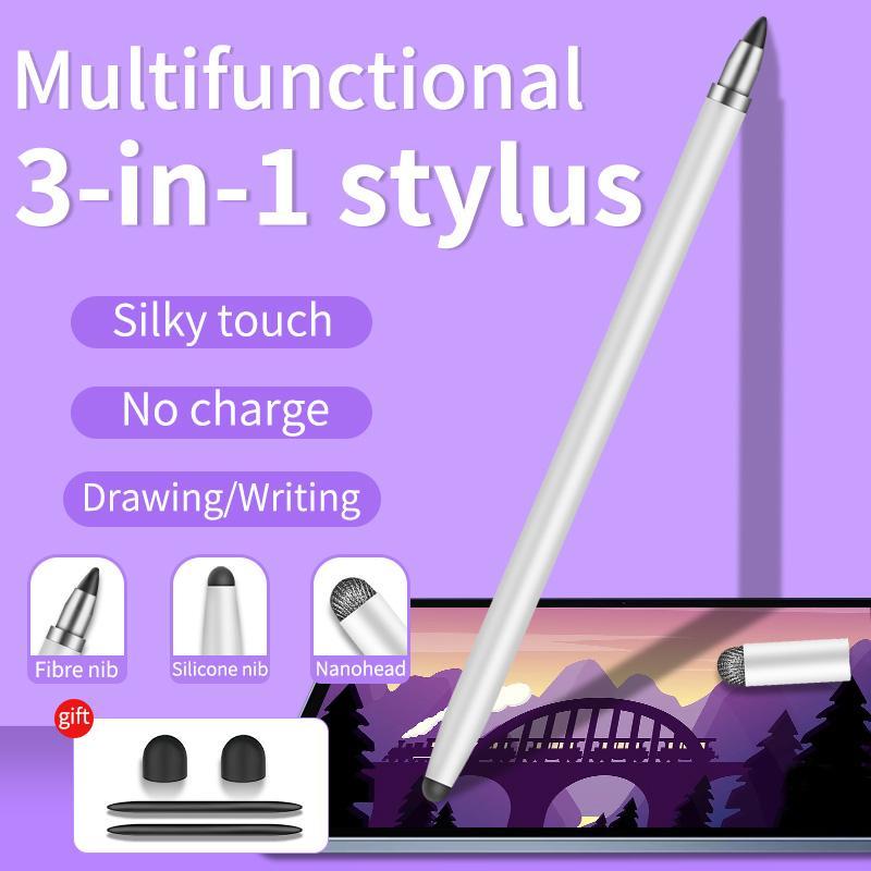 3 in 1 Stylus Pen, Multifunctional Stylus Pen with 4 Replacement Nibs, Universal Stylus Pen for Samsung/Microsoft/Android/Smartphone Tablet