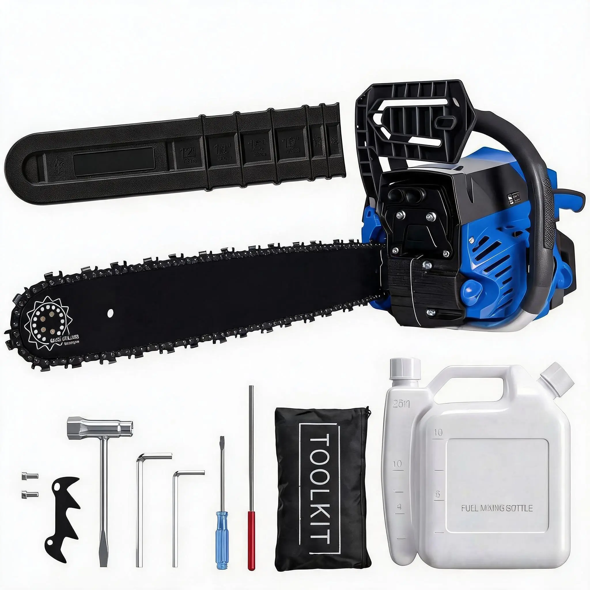 Gas Chainsaw, Gas Powered Chain Saw with 2-Stroke Engine, 3-Second Quick Start, Quick Start and Anti-Vibration System for Heavy-Duty Logging, Tree Trimming, Firewood, Yard Maintenance and Woodworking