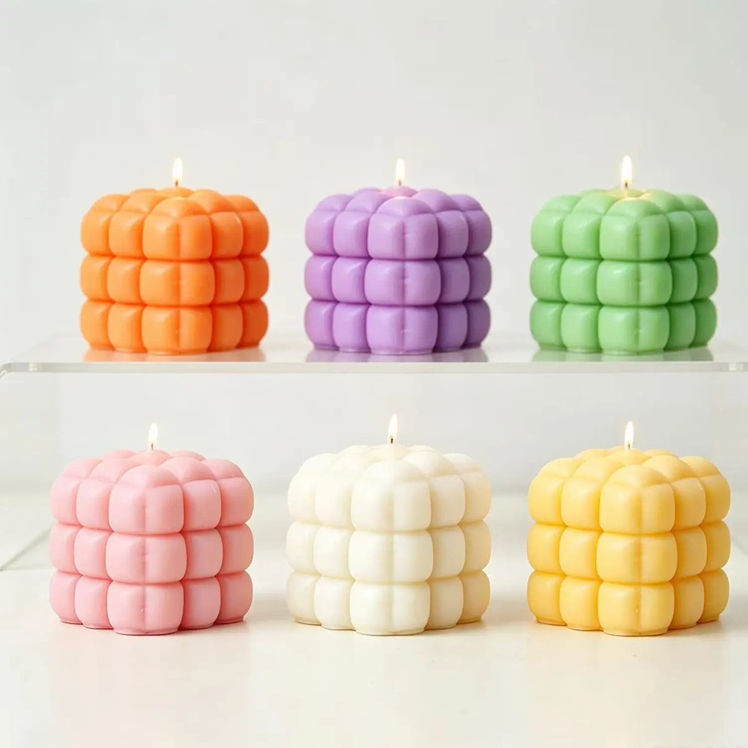 3D Bubble Cube Scented Soy Wax Candle - Ins-Style Rubik Cube Aromatherapy Light, Handmade Home Decor Ornament, Cozy Home Supply, Friend Gift