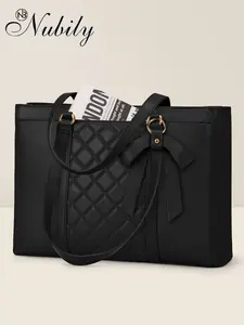 15.6 Inch Laptop Bag for Women, Waterproof PU Leather Work Tote, Professional Business Briefcase, Shoulder Handbag for Office, Travel, College