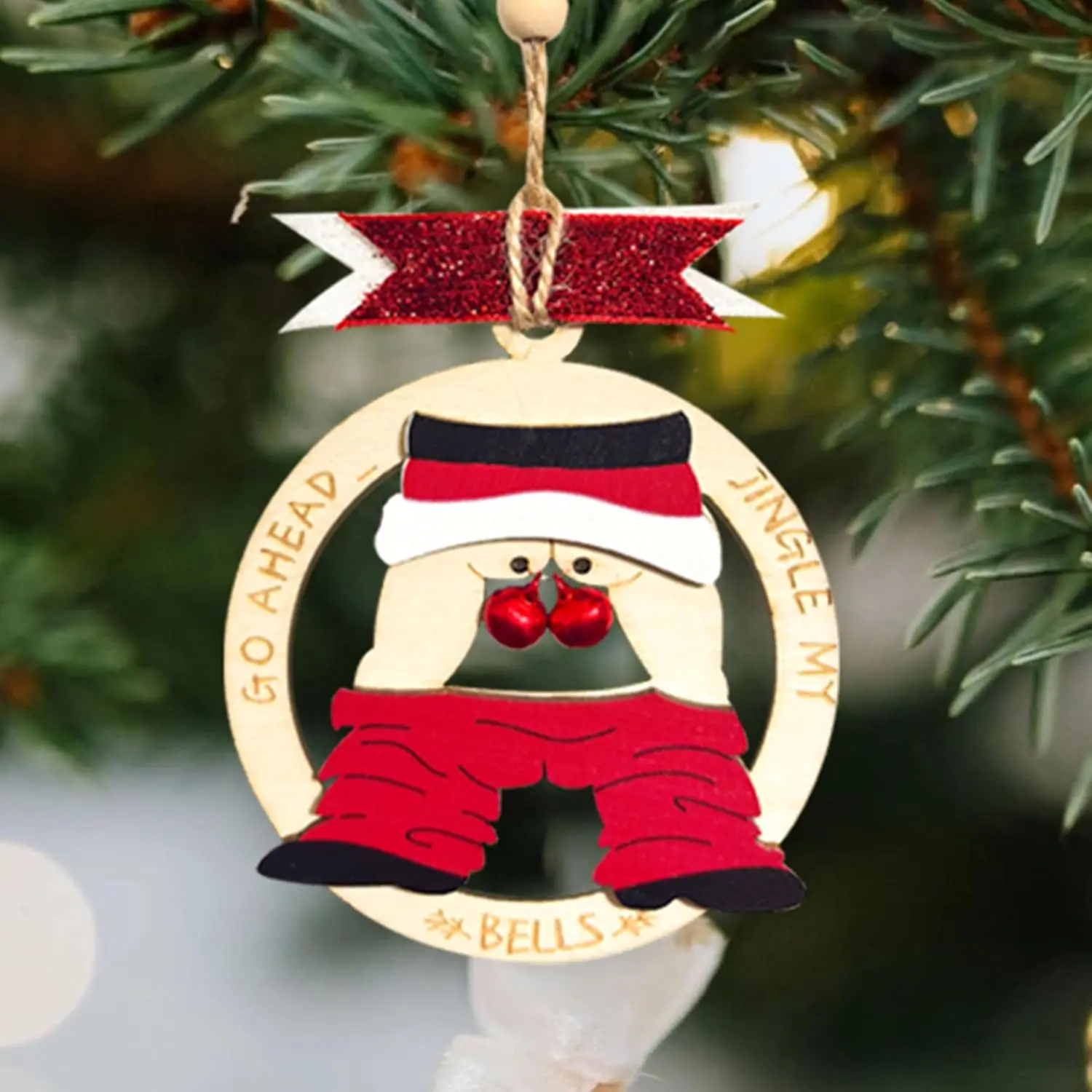 Funny Christmas Ornaments 2025 - White Elephant Gifts for Adults, Wooden Christmas Tree  Ornament, Naughty Ugly Funny Ornaments for Adults, Stocking Stuffers Christmas Party Decorations