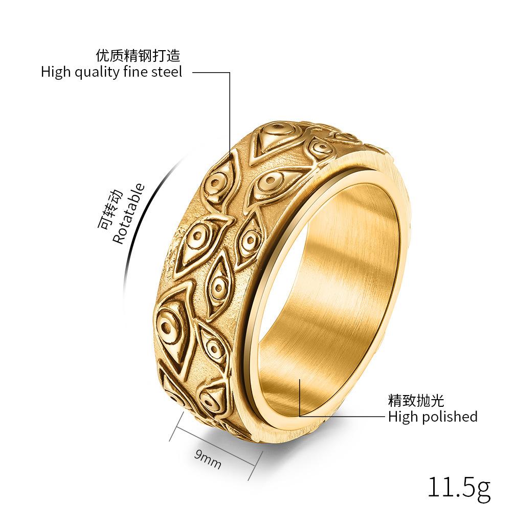 Men's Rotating Devil's Eye Titanium Steel Ring, Rotating Stress-Reducing Anxiety-Relieving Stainless Steel Ring, Vintage Jewelry Men's Rotating Devil's Eye Titanium Steel Ring Stress Reducing Anxiety Relieving Stainless Steel Vintage Jewelry